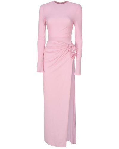 Magda Butrym Maxi Dress With Long Gathered Sleeves - Pink