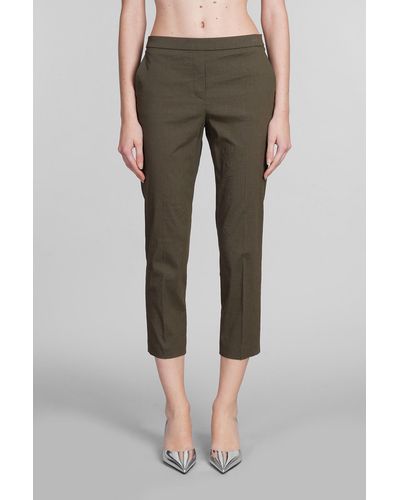 Theory Trousers In Green Linen