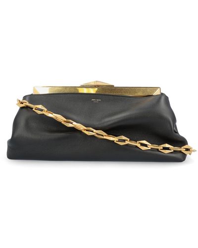 Jimmy Choo Diamond Frame Chain-linked Clutch Bag - Black