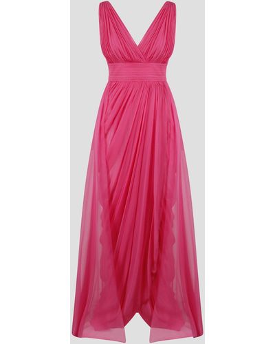 Alberta Ferretti Wide Silk Dress - Pink