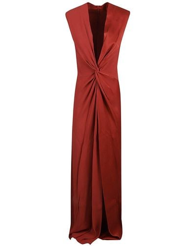 Max Mara Pilard V-Neck Sleeveless Dress - Red