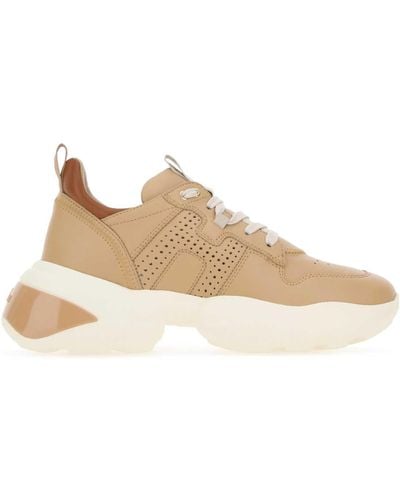 Hogan Camel Leather Interaction Trainers - Natural