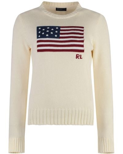 Polo Ralph Lauren Flag Knit Sweater - White