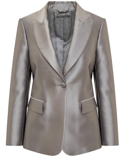 Alberta Ferretti Single-Breasted Blazer - Grey