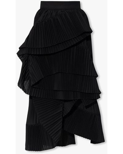 Dries Van Noten Pleated Skirt With Ruffles - Black