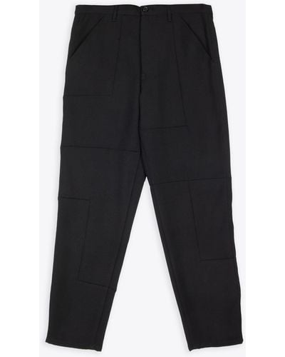 Comme des Garçons Trousers Woven Wool Patchwork Tapered Pant - Black