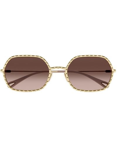 Chloé Rectangular Frame Sunglasses - Brown