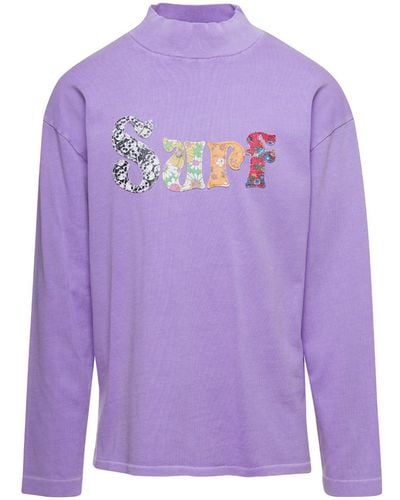 ERL Lilac Crewneck Pullover With Embroidered Motif - Purple