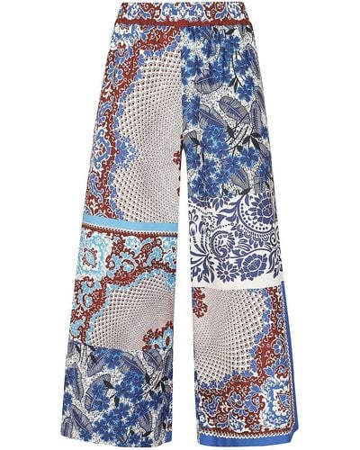 Weekend by Maxmara All-Over Printed Wide Leg Trousers - Blue