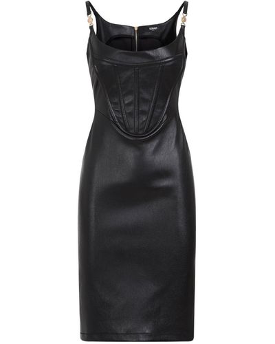 Versace Leather Plonge Dress - Black