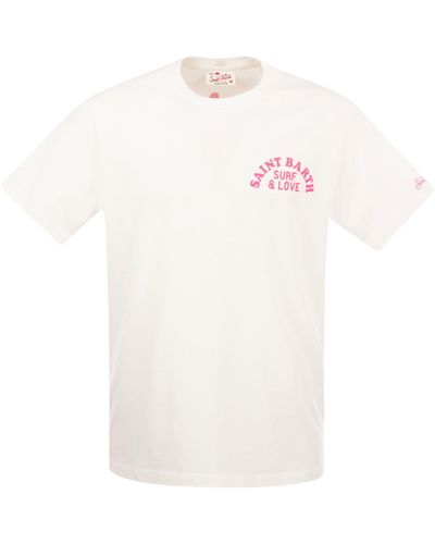 Mc2 Saint Barth Cotton T-Shirt With Surfer Girl Print - White