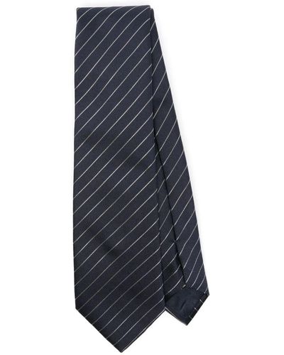 Giorgio Armani Striped Satin Tie - Blue