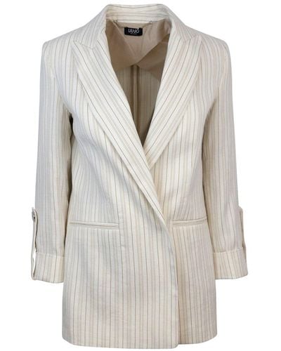 Liu Jo Pinstripe Open-Front Tailored Blazer - White