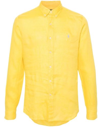 Polo Ralph Lauren Polo Pony-embroidered Linen Shirt - Yellow