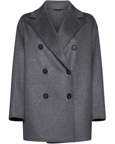 Brunello Cucinelli Cashmere Double-breasted Coat - Gray