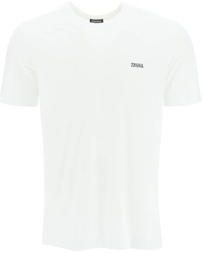 Zegna Crew Neck Jumper With Logo Embroidery - White