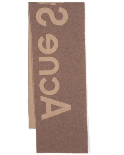 Acne Studios Logo Wool Scarf - Brown