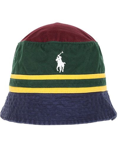 Polo Ralph Lauren Logo Embroidered Striped Bucket Hat - Multicolor