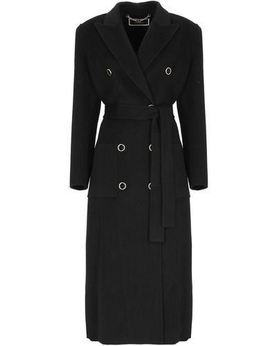 Elisabetta Franchi Wool And Cashmere Double-breasted Coat - Black