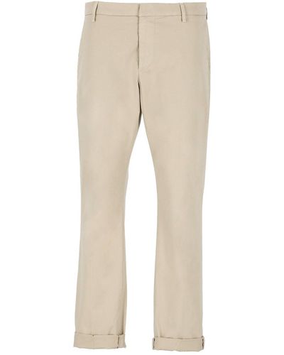 Dondup Mid-Rise Straight Leg Trousers - Natural