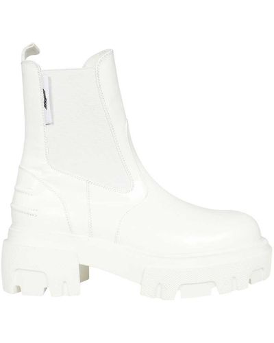 MSGM Leather Ankle Boots - White