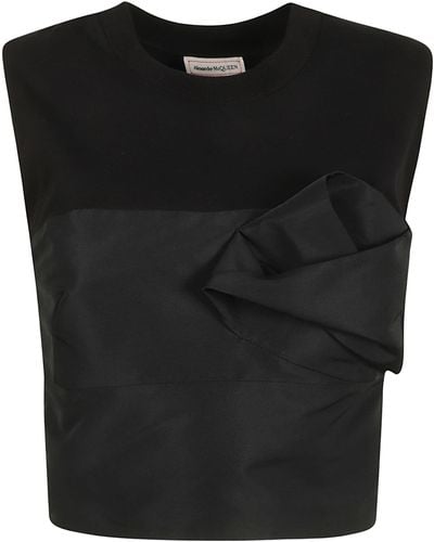 Alexander McQueen Sleeveless Cropped Top - Black