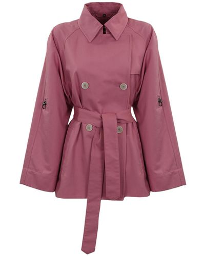 Fay Short Cotton Trench Coat - Purple