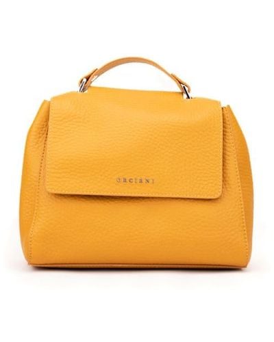 Orciani Small Sveva Soft Bag In Textured Leather - Orange