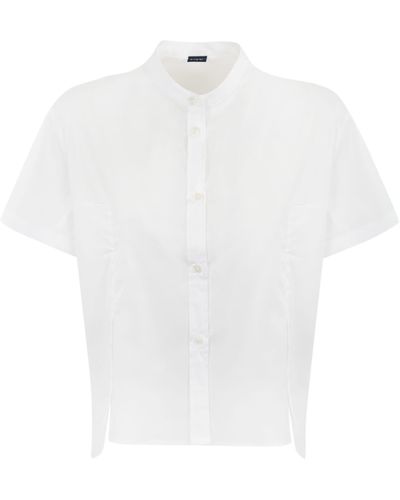 Fay Cotton Shirt With Mandarin Collar - White