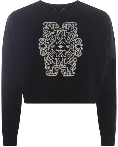 Max Mara Sweater Sir In Jacquard Wool - Black