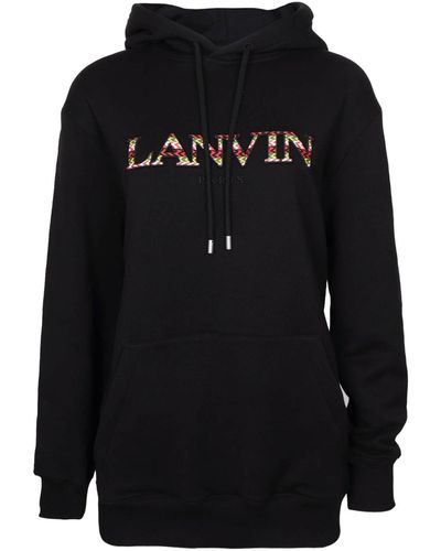 Lanvin Cotton Hoodie Sweatshirt With Black Logo