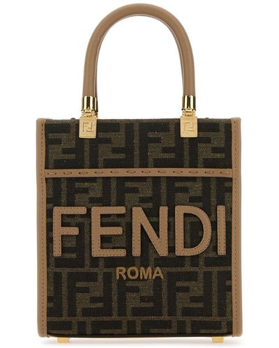 Fendi Embroidered Canvas Mini Sunshine Handbag - Black