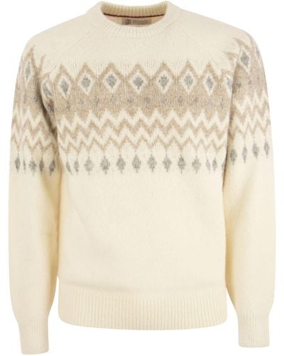Brunello Cucinelli Icelandic Jacquard Buttoned Sweater - Natural