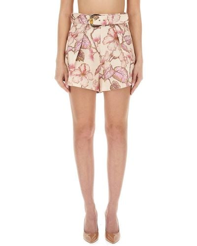 Zimmermann Bermuda Shorts With Floral Print - Pink