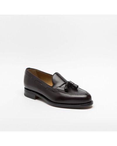 BERWICK  1707 Dark Polished Leather Tassel Loafer - Black