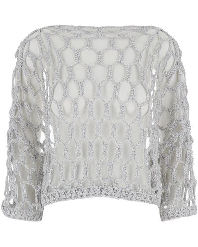 Antonelli Swater With Open Knit Work - Gray