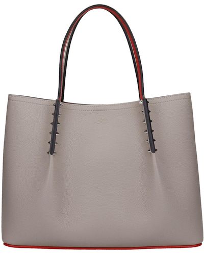 Christian Louboutin Cabarock Tote In Gray Leather