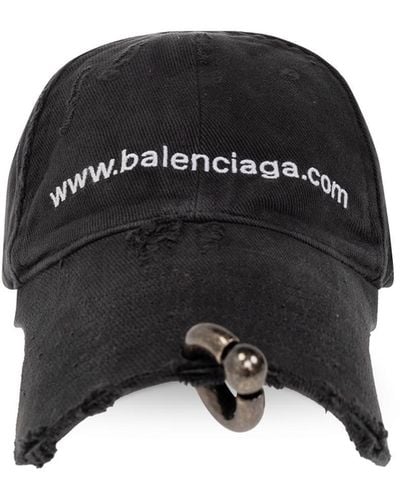 Balenciaga Front Piercing Bal.Com Baseball Cap - Black