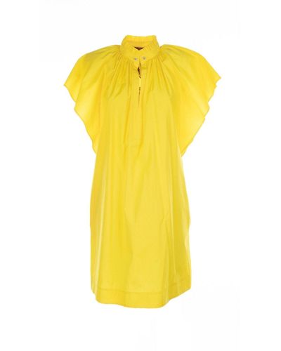 Max Mara Studio Ruffled Short-Sleeved Dress - Yellow