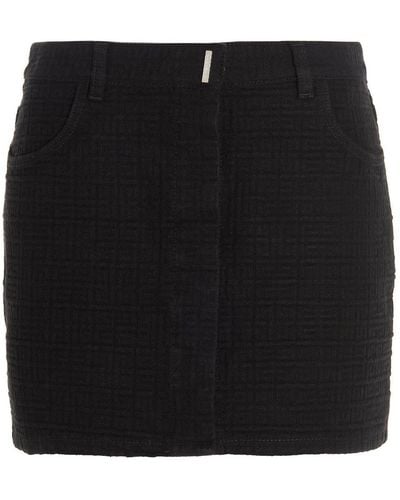 Givenchy Mid-Rise Monogram Mini Skirt - Black