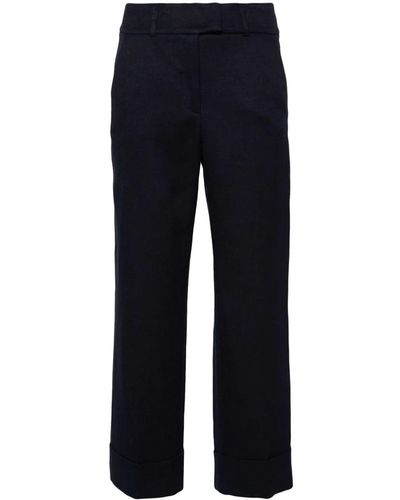 Peserico Straight Leg Trousers With Lapel - Blue
