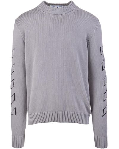 Off-White c/o Virgil Abloh Man Grey Pullover With Inlaid Arrows And Diagonals