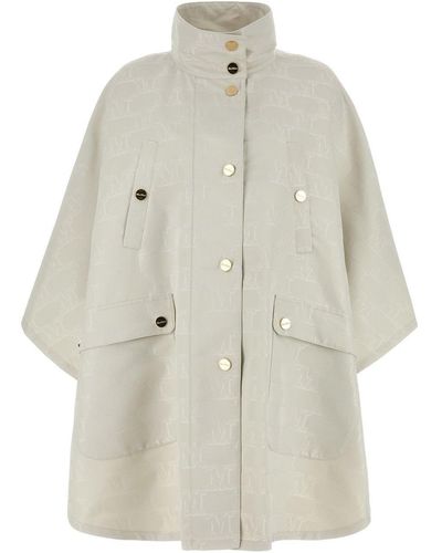 Max Mara Monogrammed Button-up Coat - White