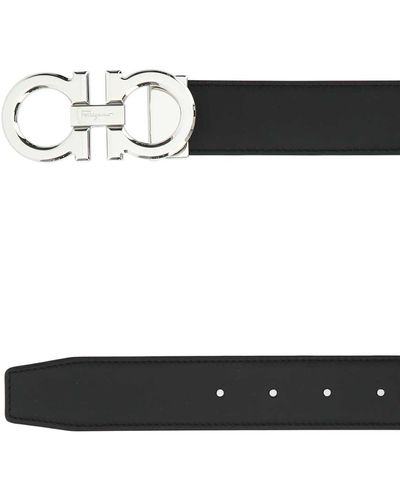 Ferragamo Leather Reversible Belt - White
