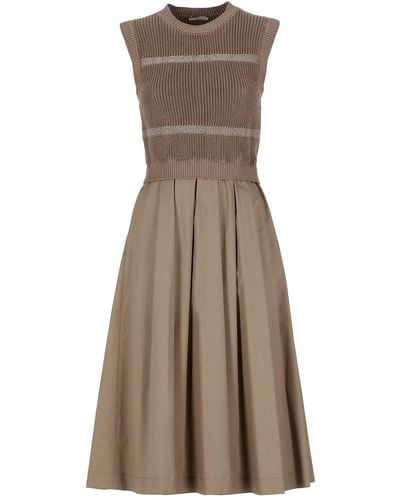 Peserico Cotton Midi Dress - Brown