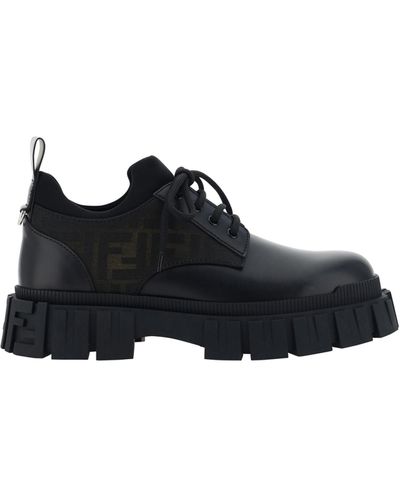 Fendi Chunky Sole Derby Shoes - Black