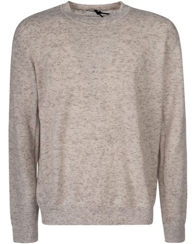 Zegna Round Neck Ribbed Sweater - Gray