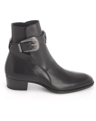 Saint Laurent Leather Ankle Boots - Black