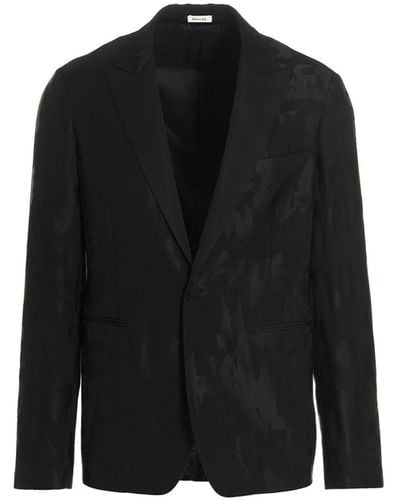 Alexander McQueen Jacquard Logo Blazer Jacket - Black