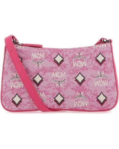 MCM Embroidered Canvas Aren Crossbody Bag - Pink
